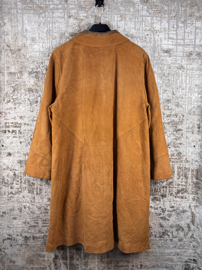 Men's Vintage Caramel Brown Suede Leather Coat