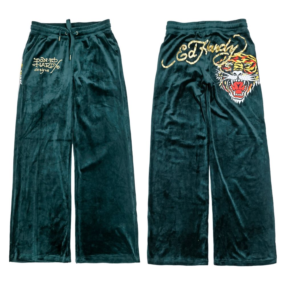 Ed Hardy Velour Tracksuit — Y2K Hoodie & Wide-Leg Set – Khuul