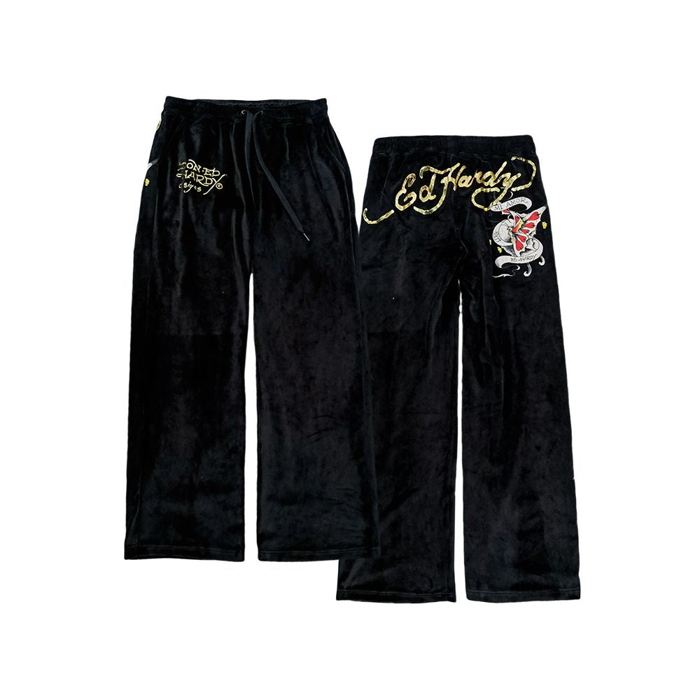 Black butterfly pants