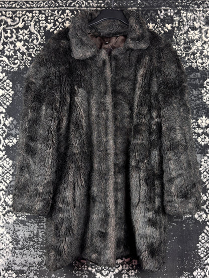 Women's Vintage Dark Brown Faux Fur Coat