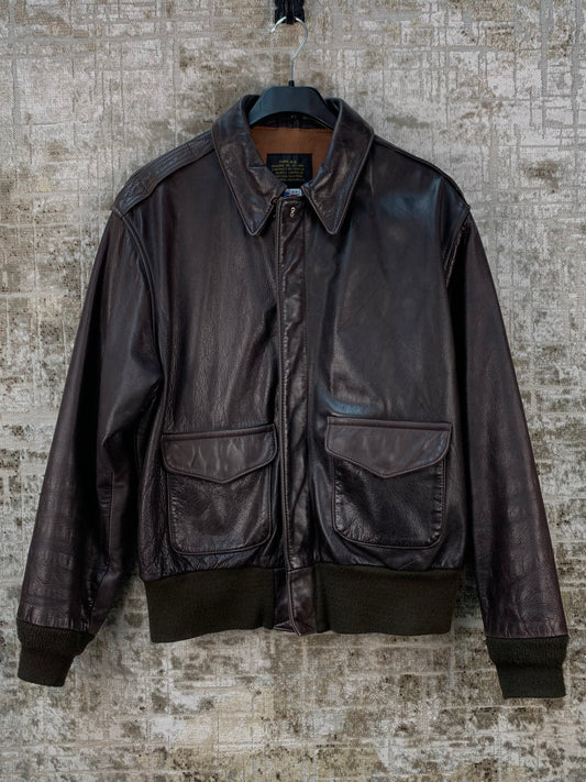 Vintage 70s Avirex Type A-2 Brown Bomber Jacket