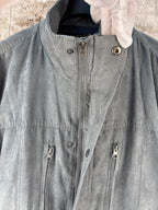 Mens Vintage Gray Suede Jacket Soft Leather Coat