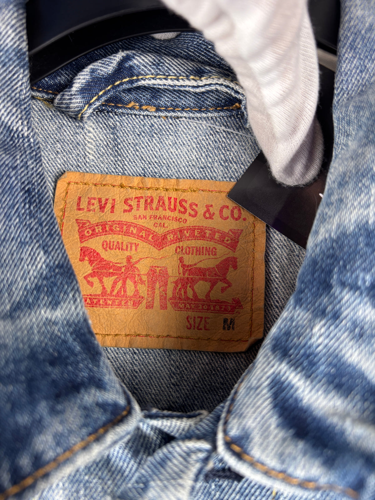Men's Vintage Levi Strauss Denim Jacket with "Changemaker" Back Detail