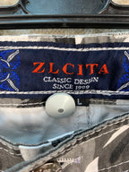 ZLCITA Mens Black Grey White Camouflage Cargo Pants