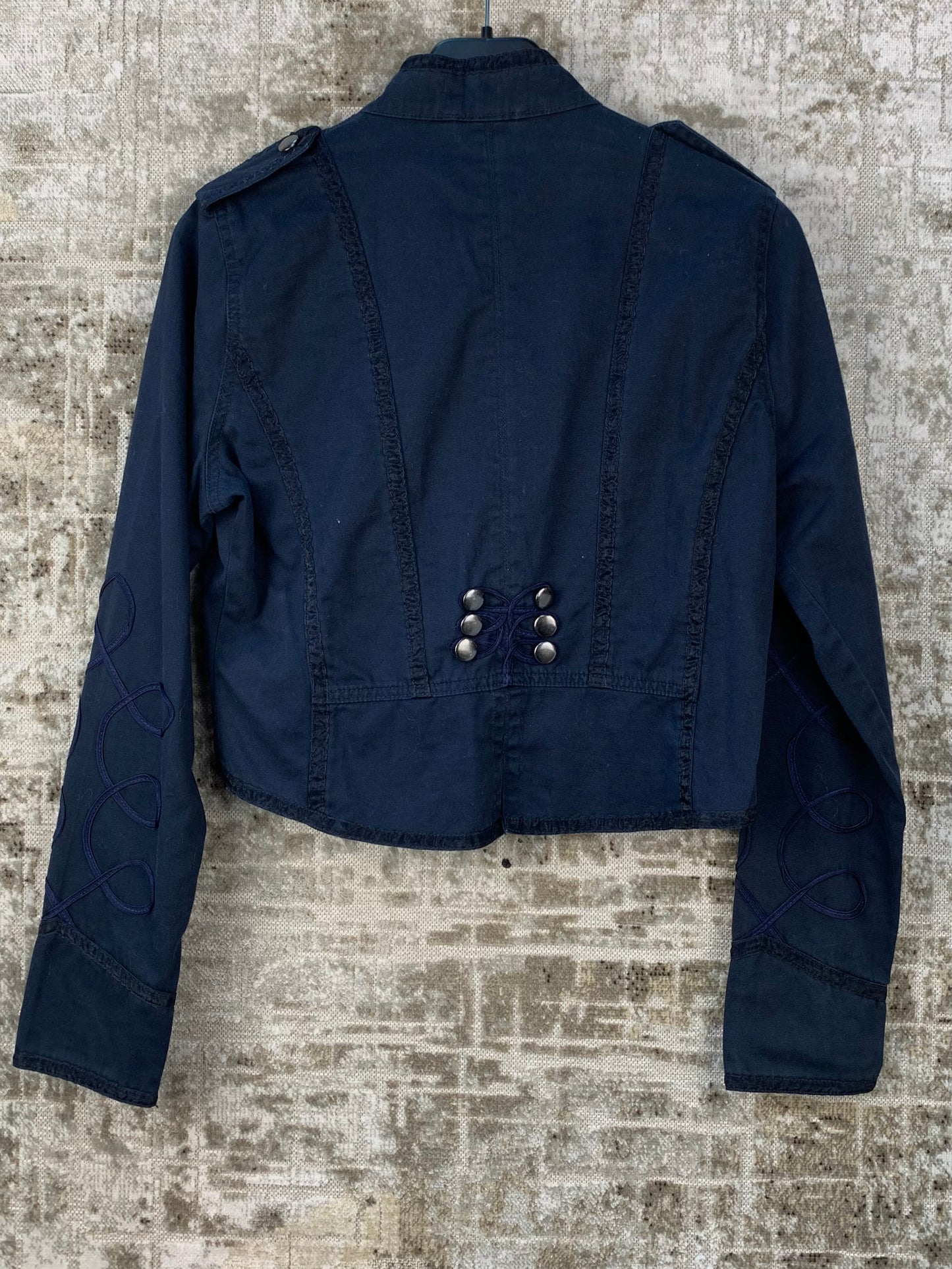 Womens Dark Blue Cropped Napoleon Jacket