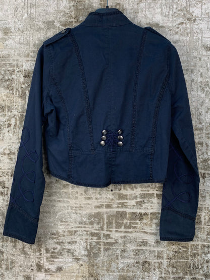 Womens Dark Blue Cropped Napoleon Jacket