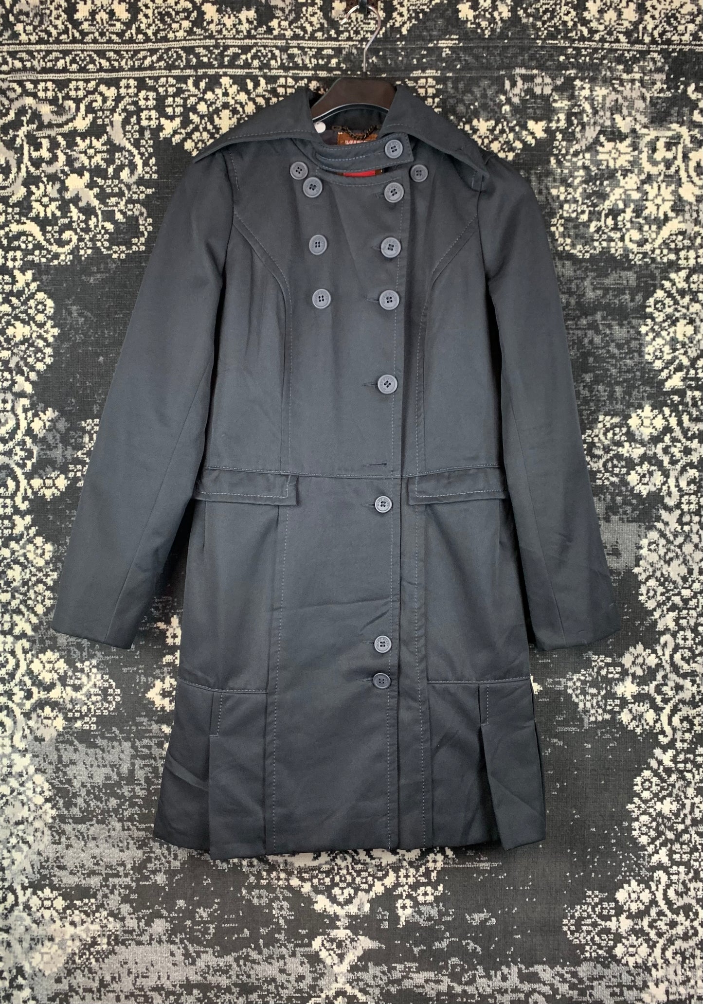 Womens Vintage Miss Sixty Black Trench Coat