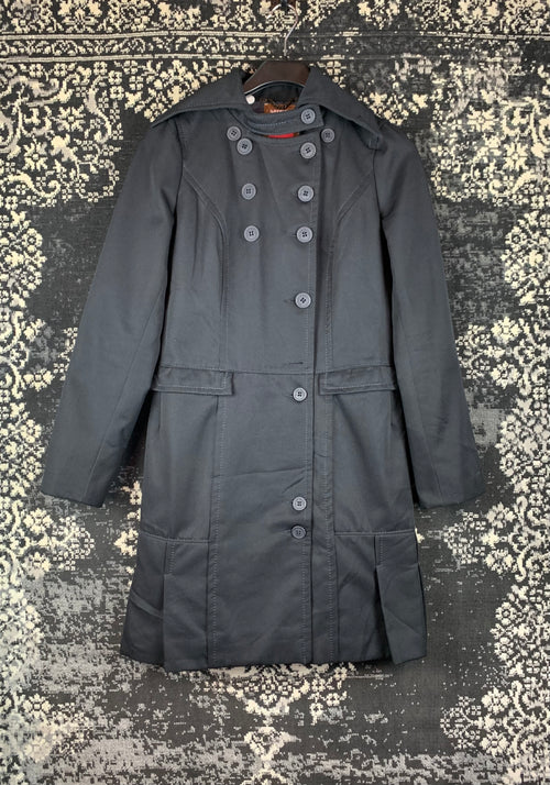 Womens Vintage Miss Sixty Black Trench Coat