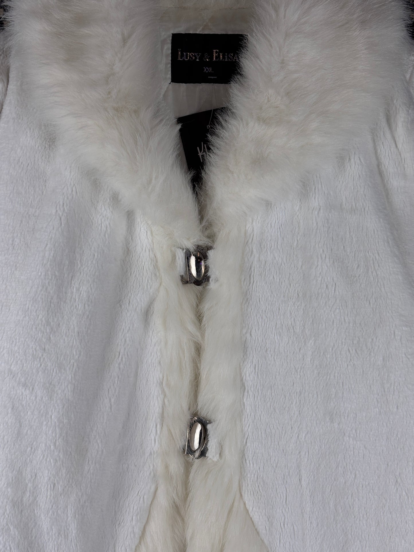 Women's Y2K Style White Soft Faux Fur Coat with Faux Fur Trim