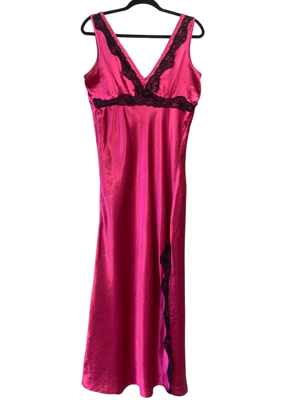 Satin Lace-Trim Maxi Slip Dress
