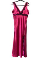 Satin Lace-Trim Maxi Slip Dress