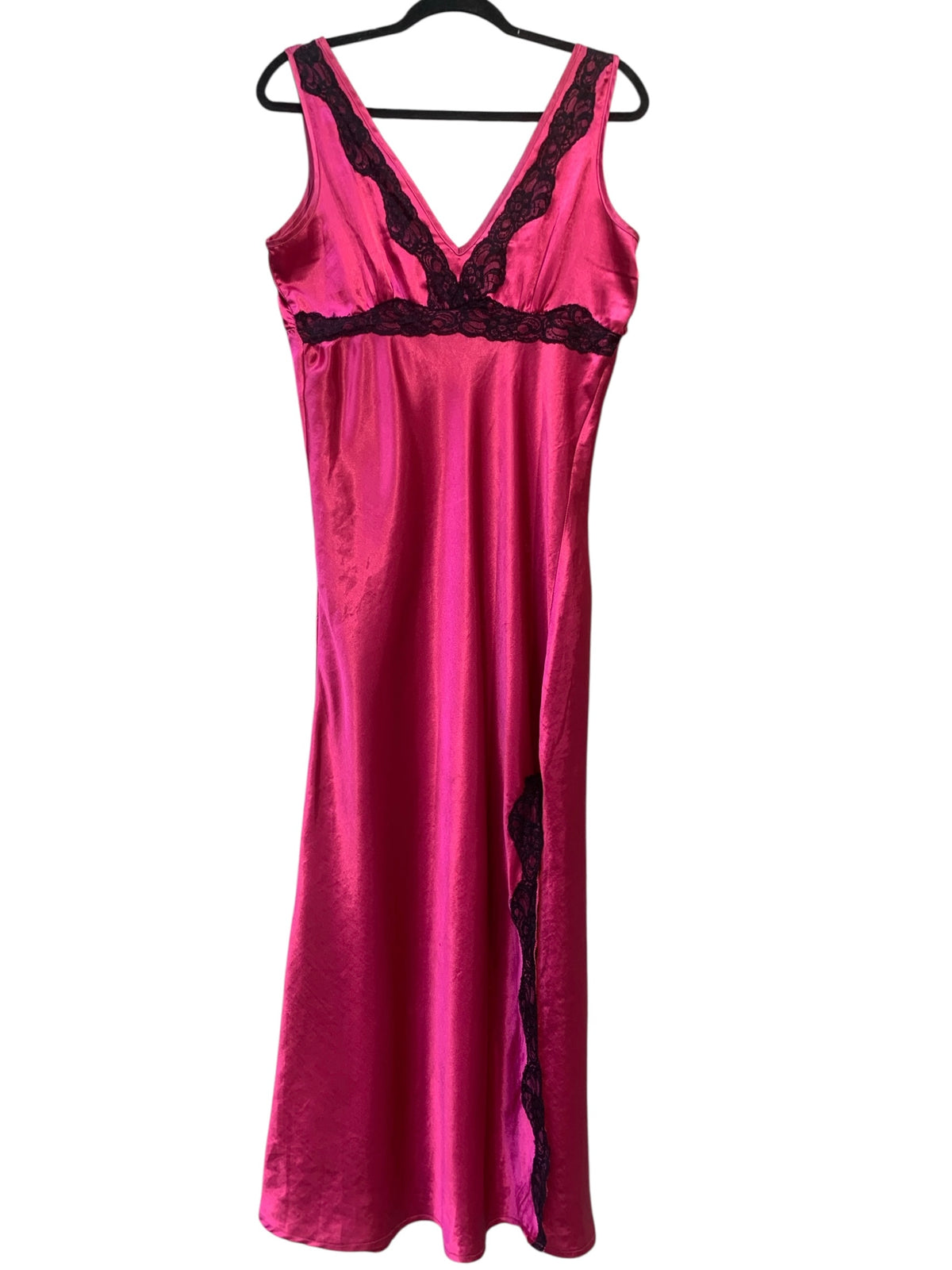 Satin Lace-Trim Maxi Slip Dress