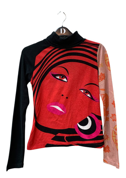 Custo Barcelona Y2K Graphic Turtleneck Top