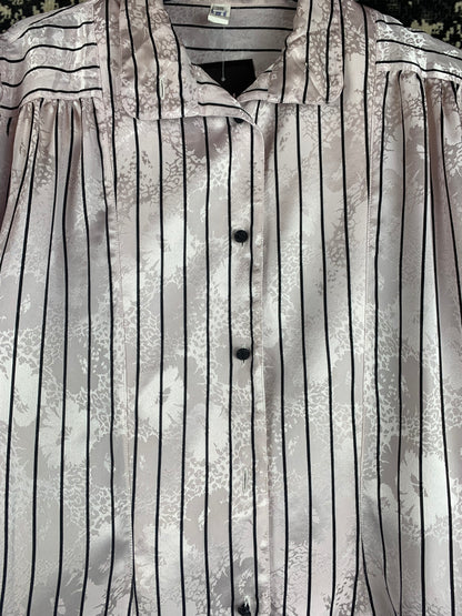 Vintage Satin Striped Button-Up Shirt