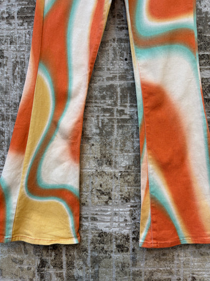 Jaded London Swirl Print Flare Jeans
