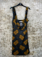 Womens Vintage Plaid Mini Dress