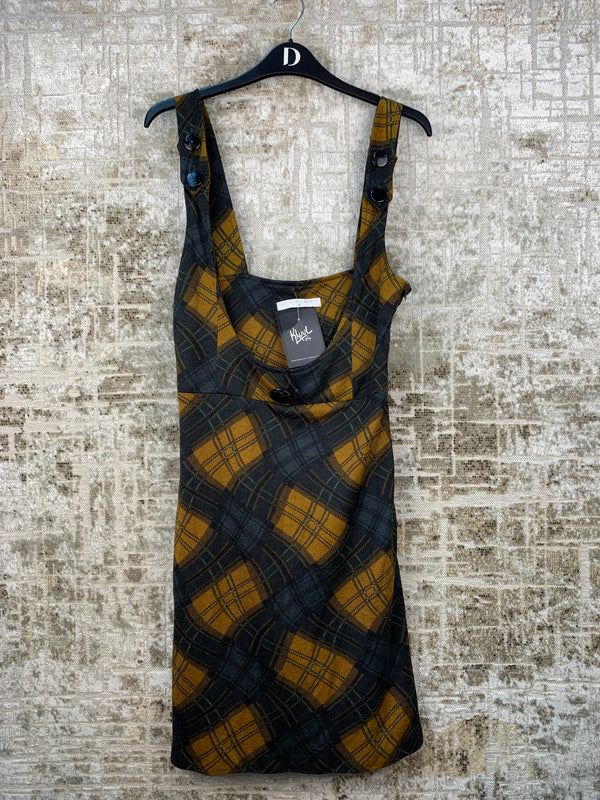 Womens Vintage Plaid Mini Dress
