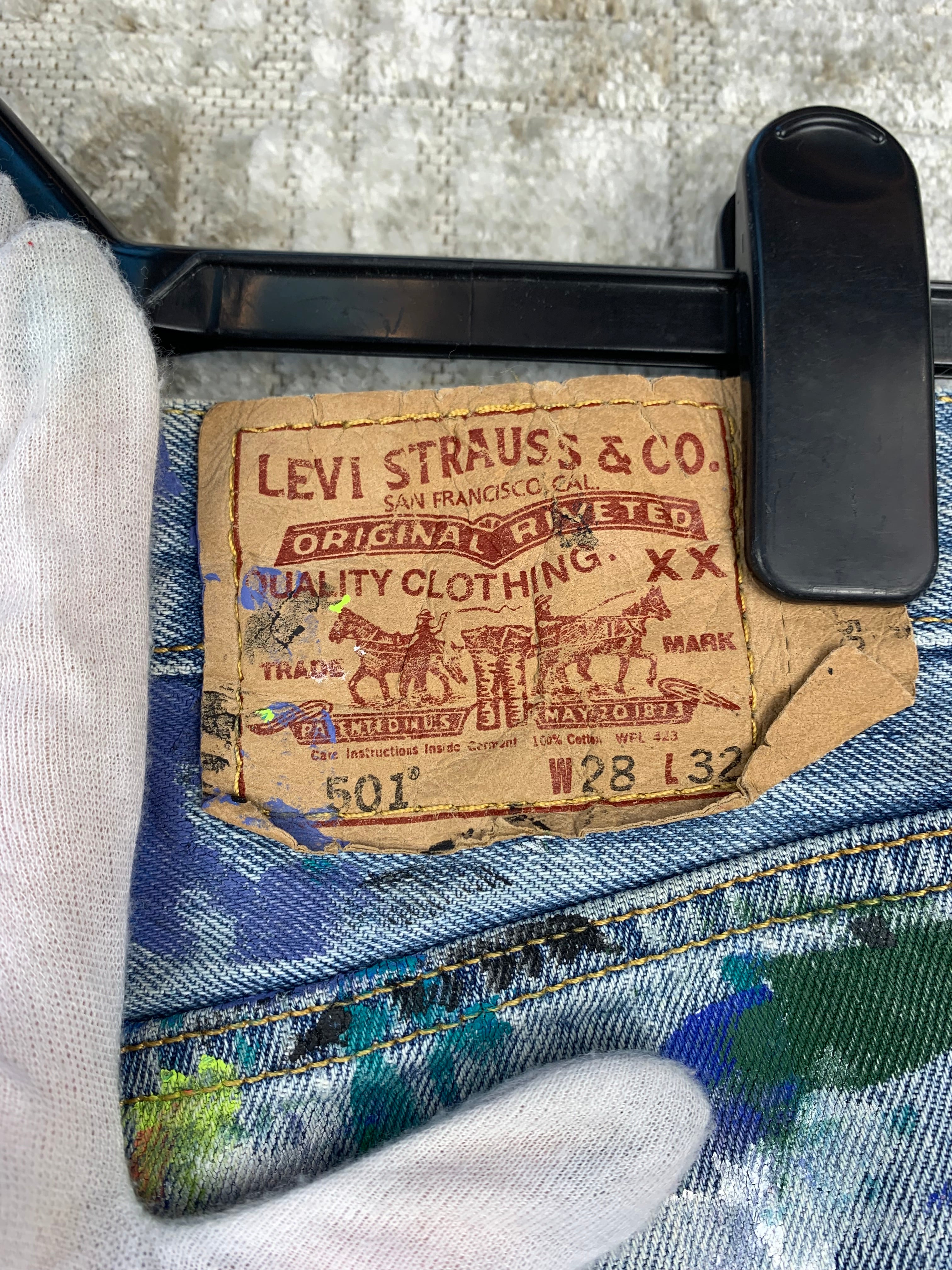 Levi's Womens Light Wash Painted Patchwork Jeans