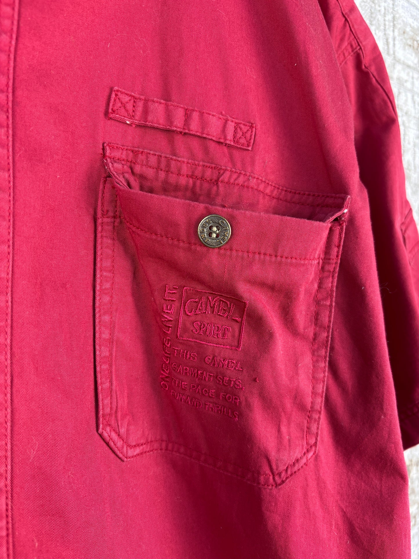 Mens Vintage Camel Sport Red Button Up Shirt