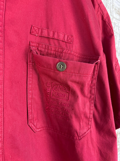 Mens Vintage Camel Sport Red Button Up Shirt