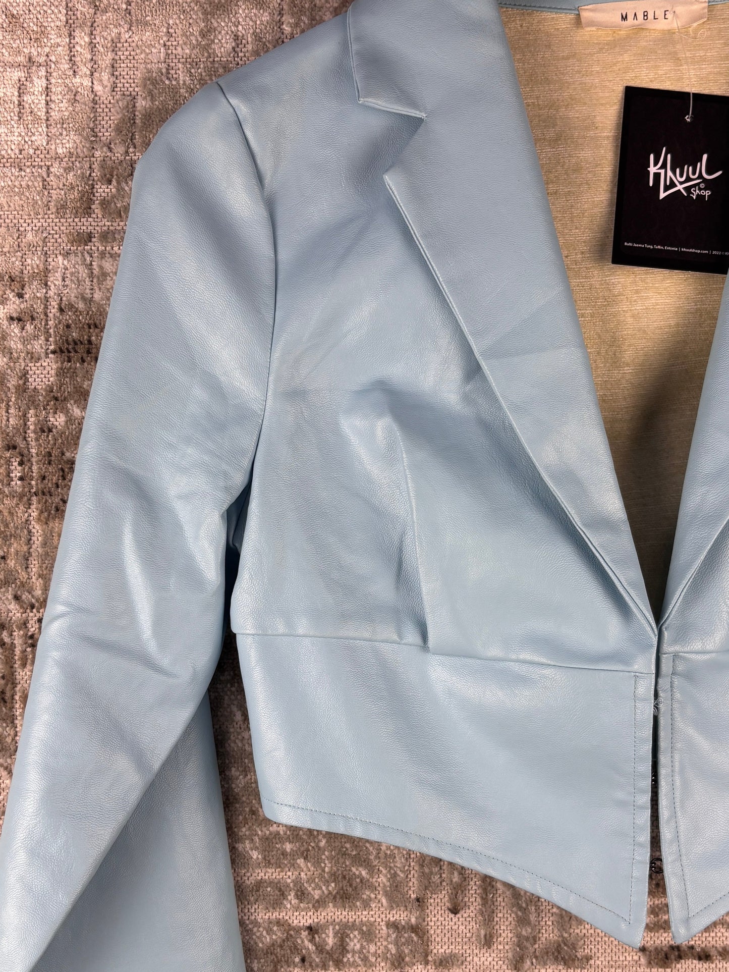 Women's Vintage Pastel Blue Leather Bolero