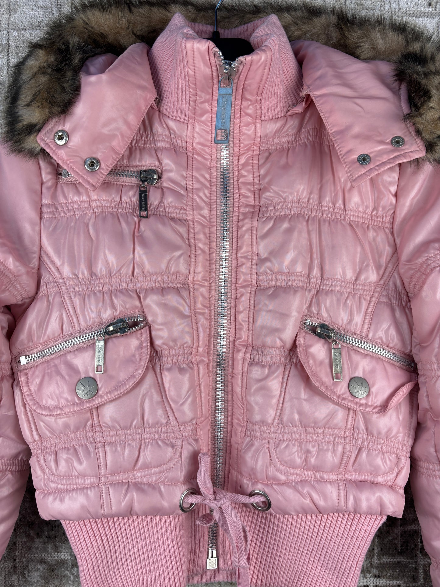Womens Y2K Pink Puffer Jacket