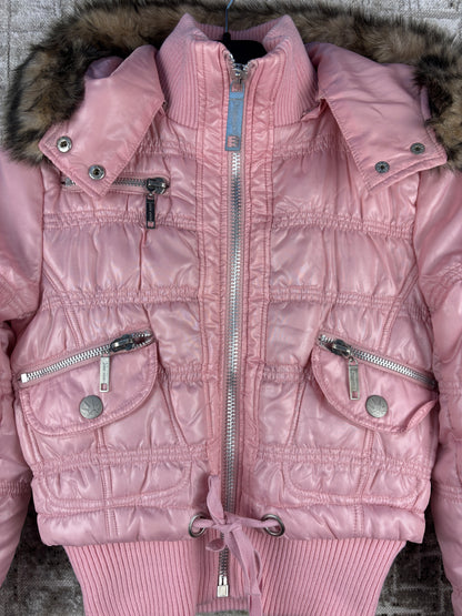 Womens Y2K Pink Puffer Jacket
