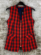 Womens Vintage Red Black Checkered Vest