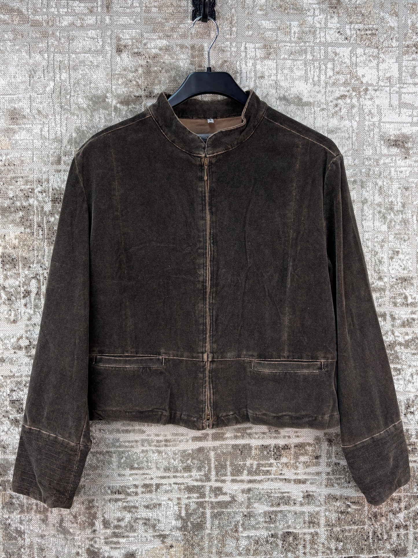 Womens Vintage Brown Zip Up Jacket