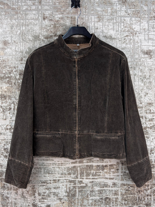 Womens Vintage Brown Zip Up Jacket
