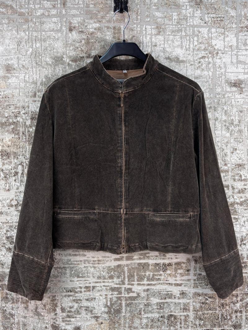 Womens Vintage Brown Zip Up Jacket