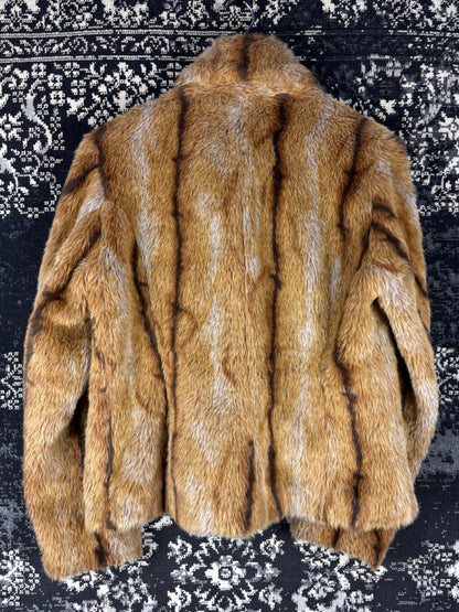 Women's Y2K Light Brown Faux Fur Jacket