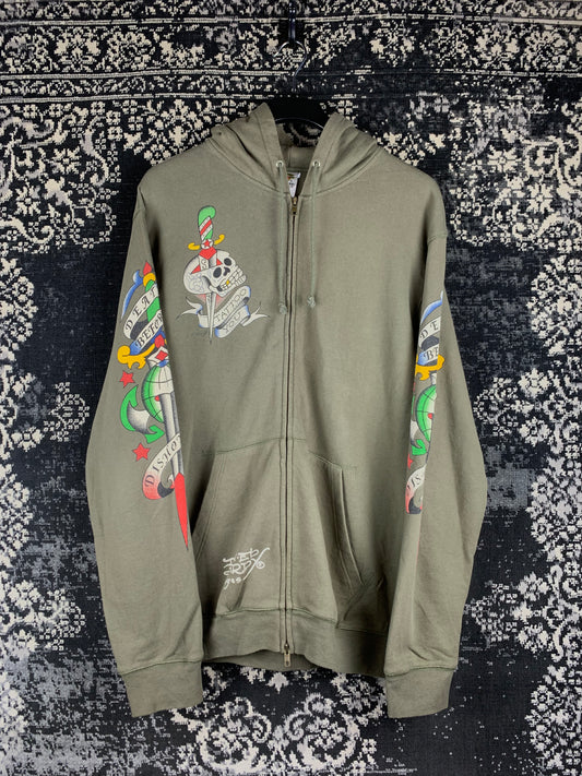 Men's Vintage Y2K Ed Hardy Zip-Up Hoodie
