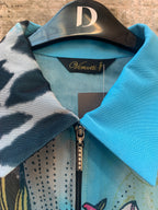 Vercotti Floral & Animal Print Mesh Zip Shirt
