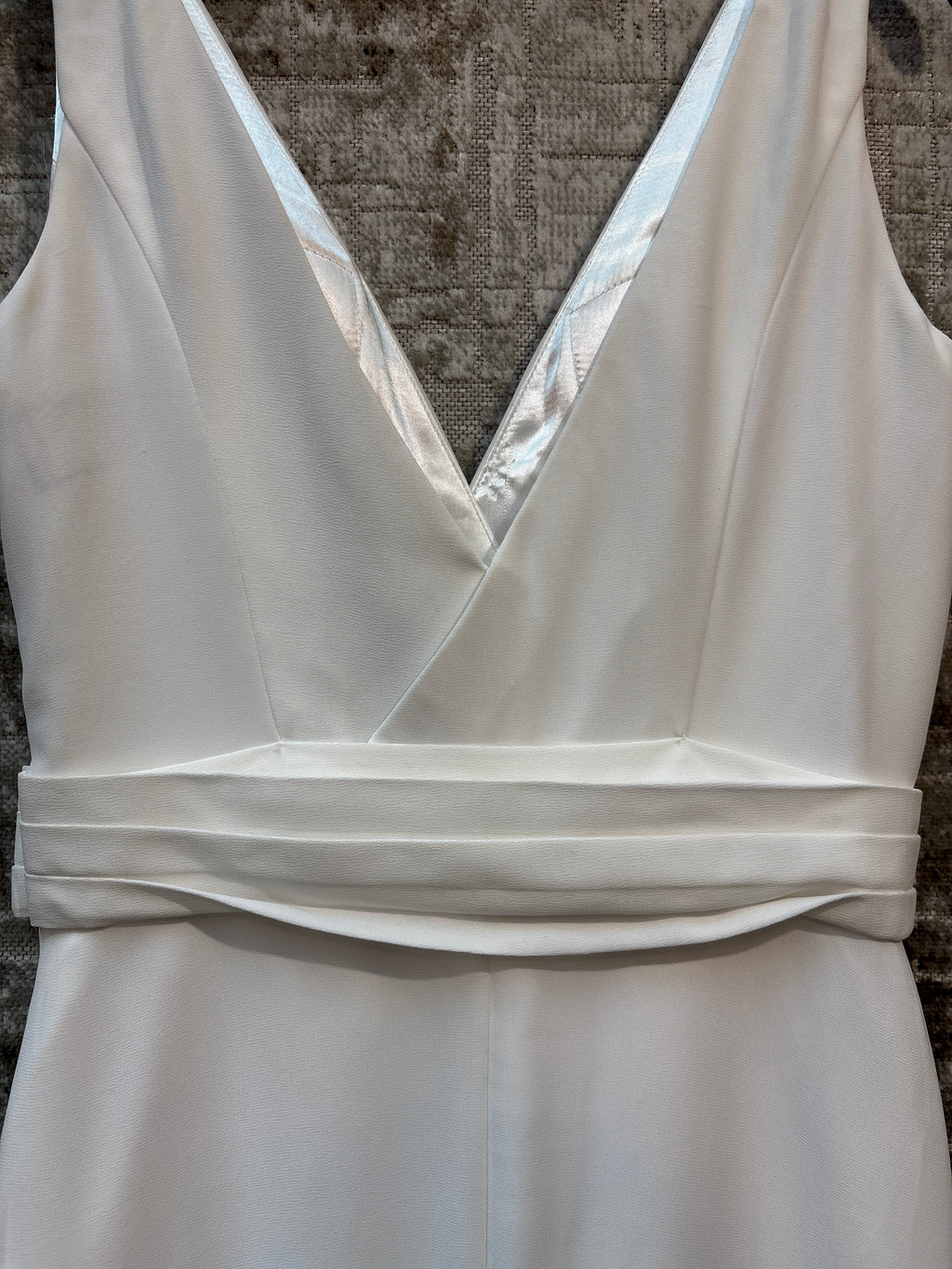 Ivory Sleeveless V-Neck Maxi Gown