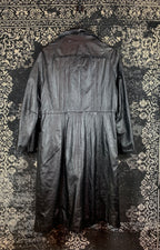 Womens Vintage Black Genuine Leather Long Coat