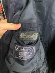 Vintage Burberry London Men's Pinstripe Blazer Size L Navy Blue