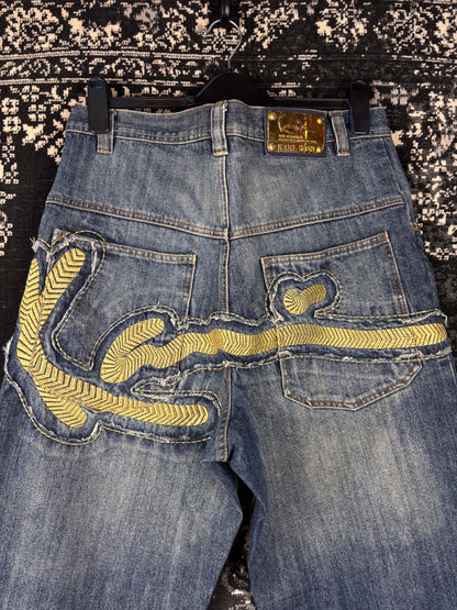 Y2K Vintage Karl Kani Gold Embroidered Jeans