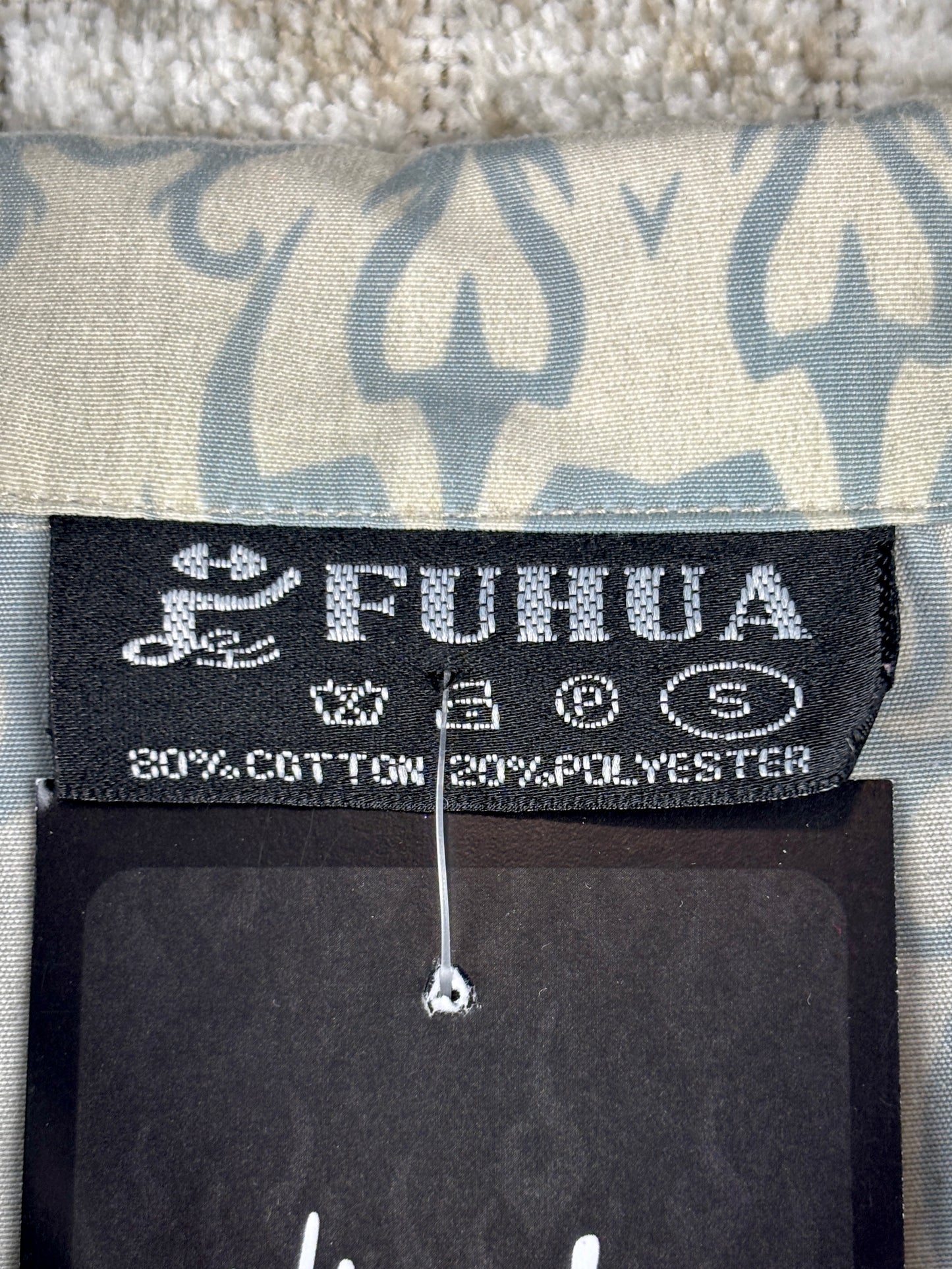 Mens Y2K Tribal Dragon Grey Button Up Shirt