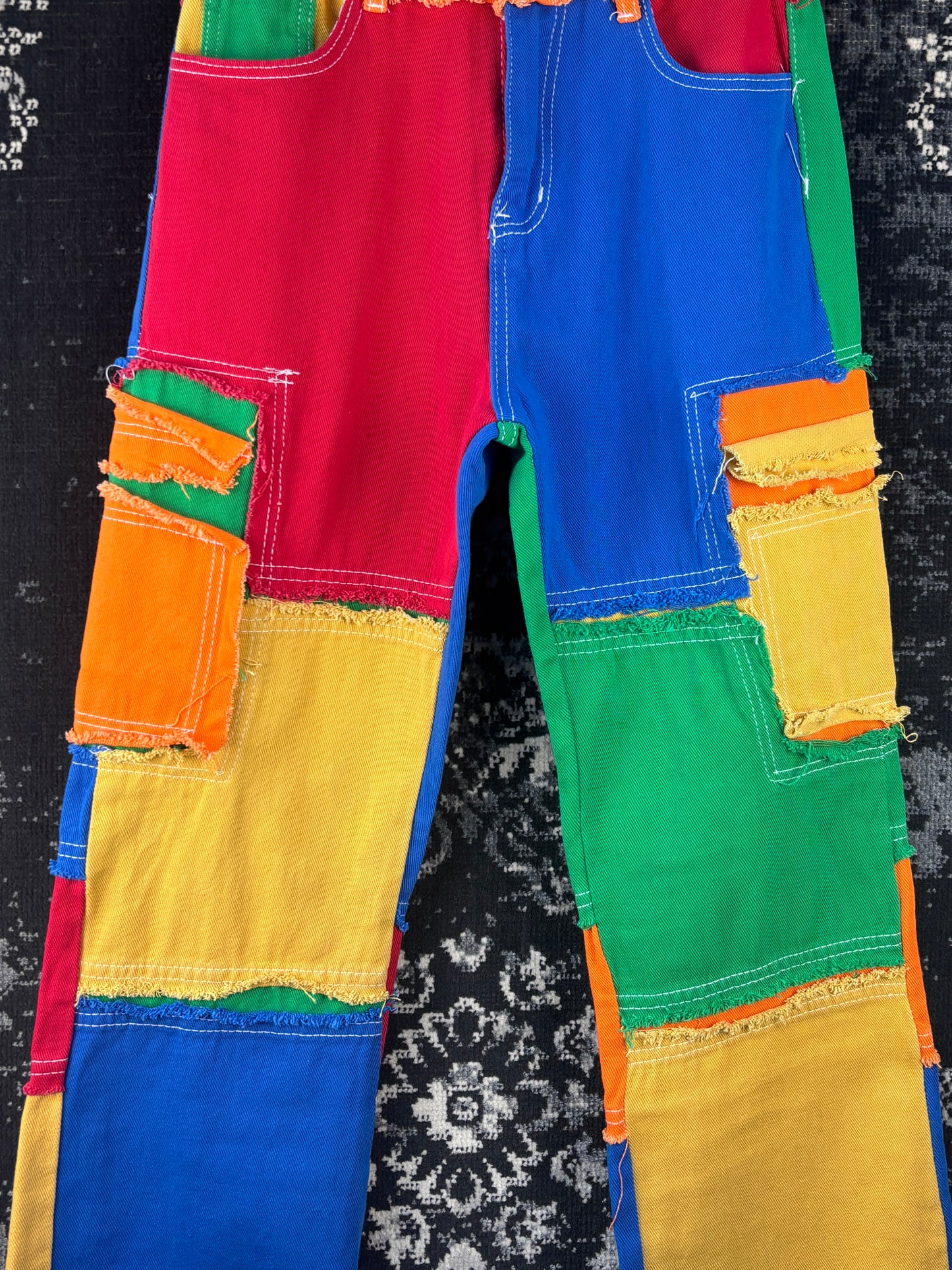 Unisex Vintage Colorful Patchwork Jeans