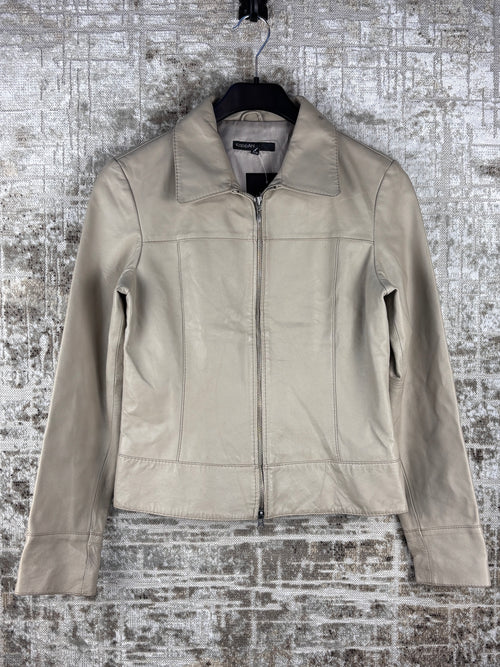 Womens Vintage Beige Leather Jacket
