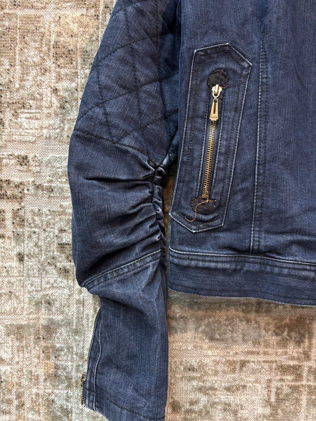 Sweetmiss Y2K Asymmetric Zip Denim Moto Jacket
