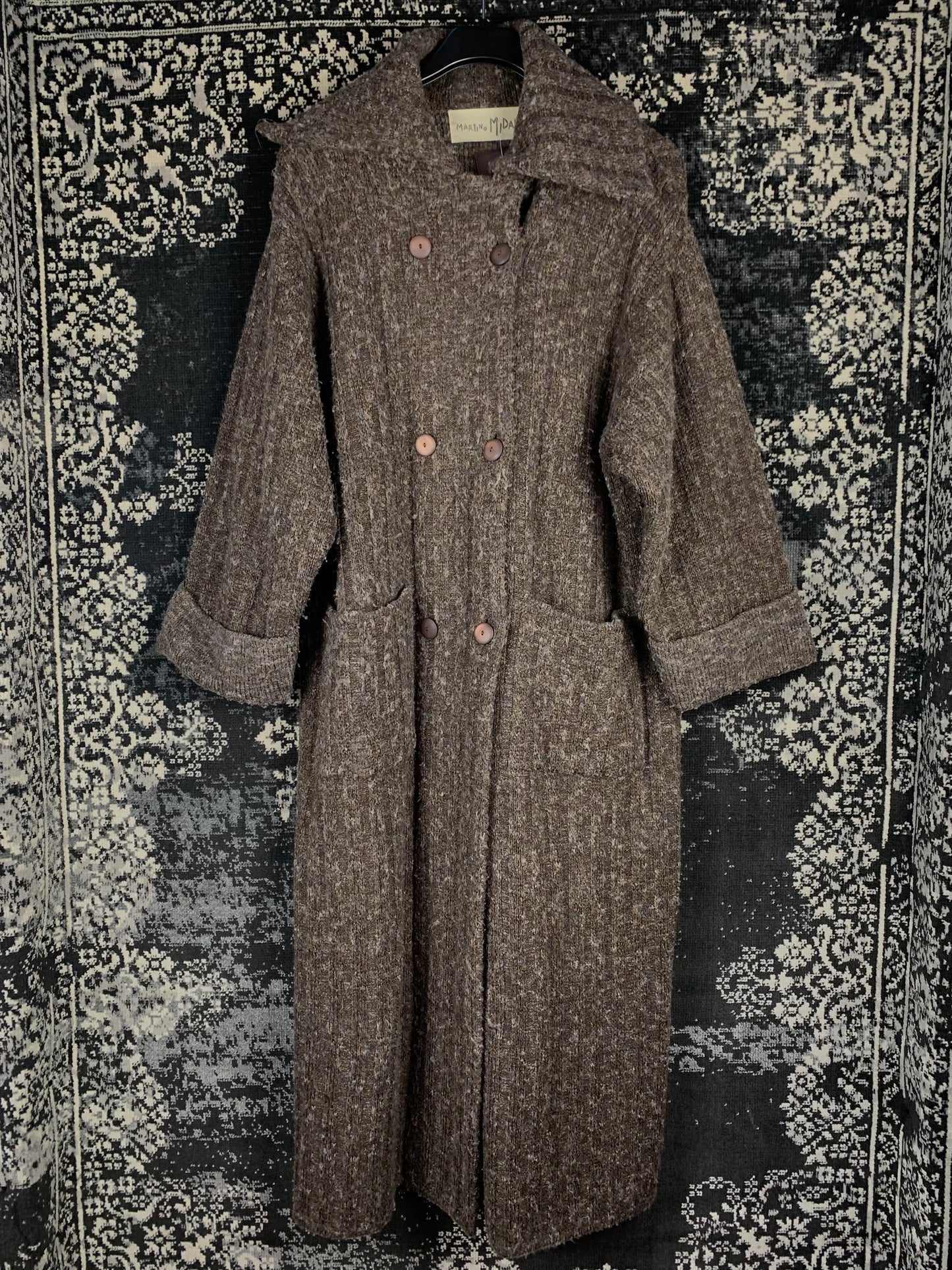 Vintage Women Brown Wool Knit Coat