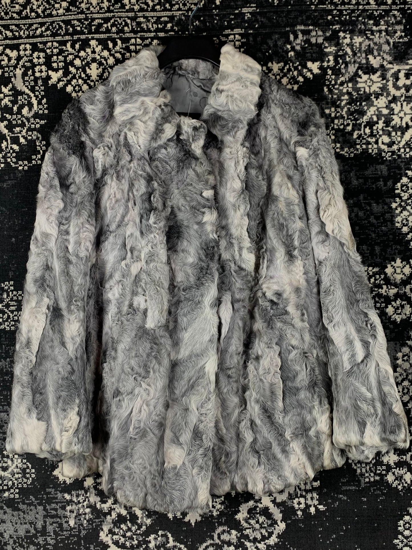 Women's Vintage Grey Genuine Goat Fur Coat