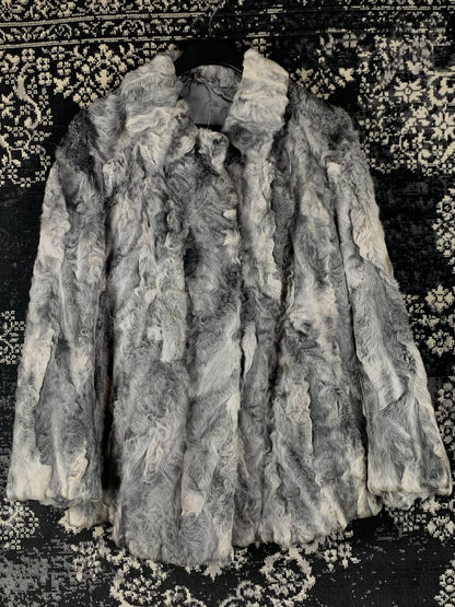 Women's Vintage Grey Genuine Goat Fur Coat