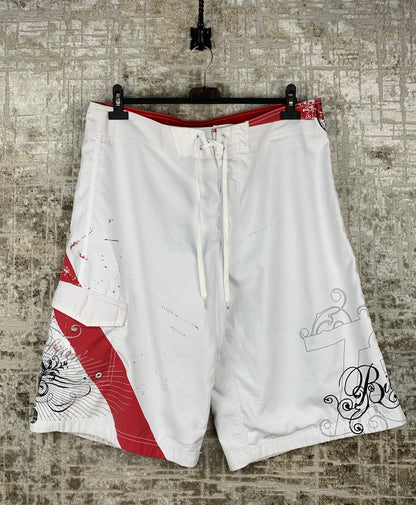 BillaBong White Red and Black Design Shorts