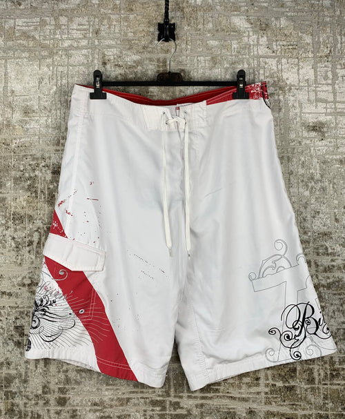 BillaBong White Red and Black Design Shorts