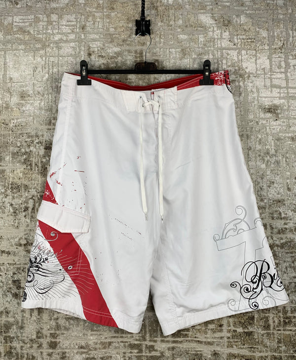 BillaBong White Red and Black Design Shorts
