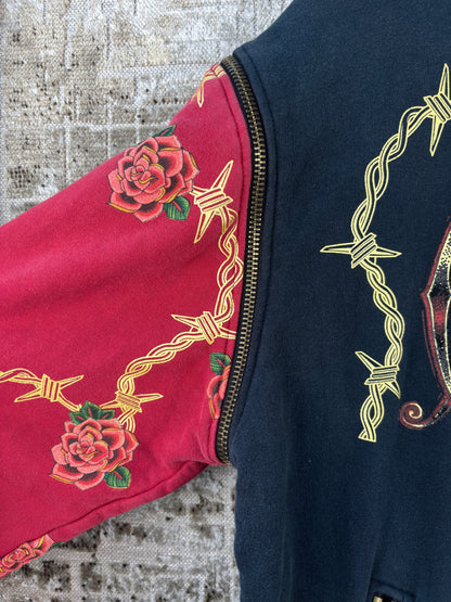 Men's Y2K Christian Audigier Black Red Zip Up Hoodie