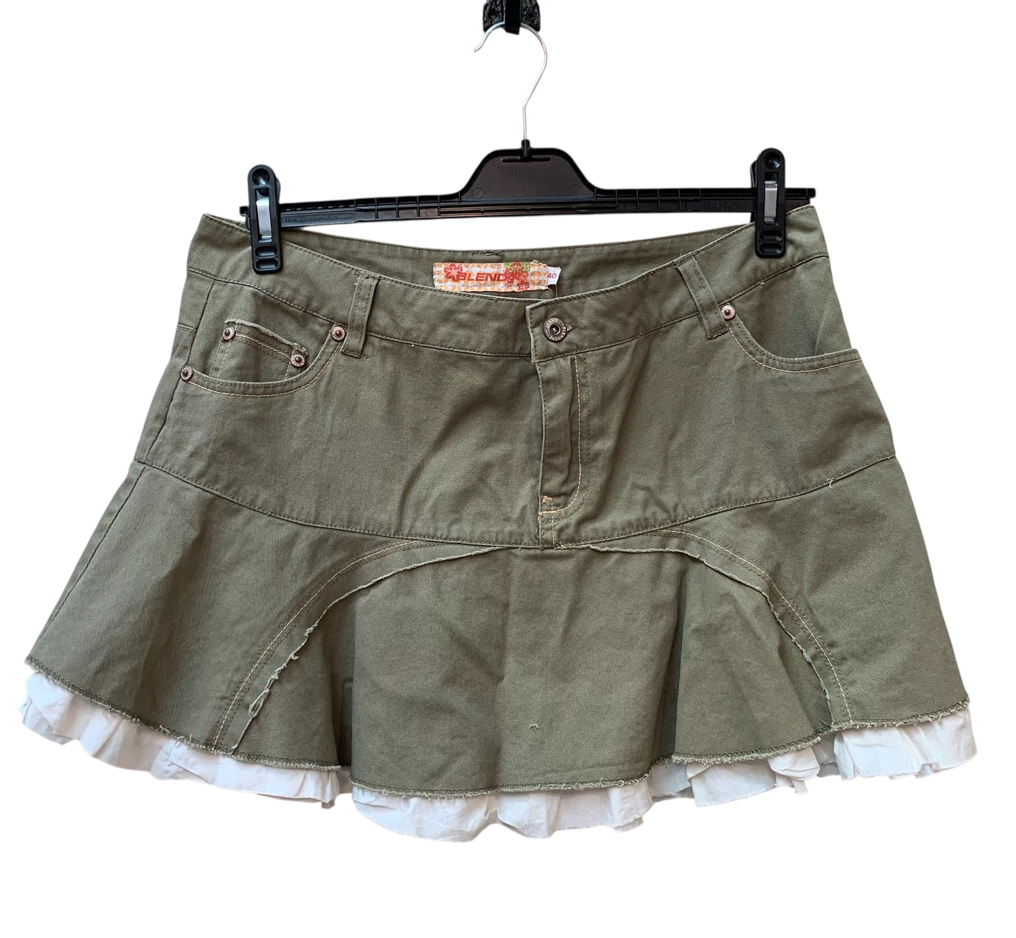 Blend She Y2K Khaki Denim Mini Skirt